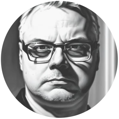 Portrait von Raphael Hardenberg, deutsch-italienischer Autor, in Schwarz-Weiß.