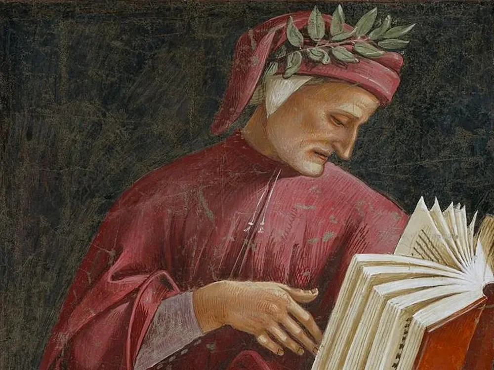 Porträt von Dante Alighieri in der Toskana Wochenschau über den Zug von Florenz nach Ravenna