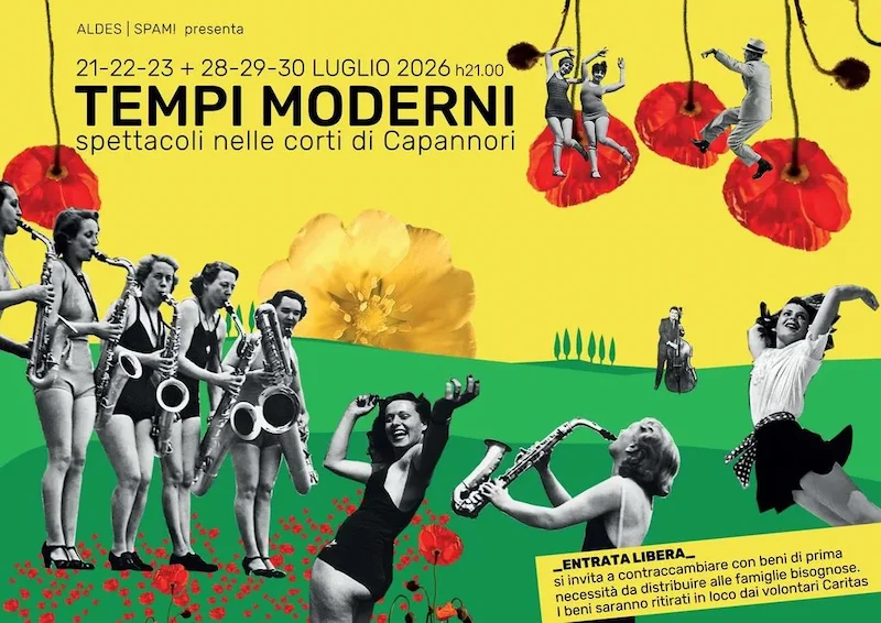 Plakat der Veranstaltungsreihe Tempi Moderni in den Höfen von Capannori