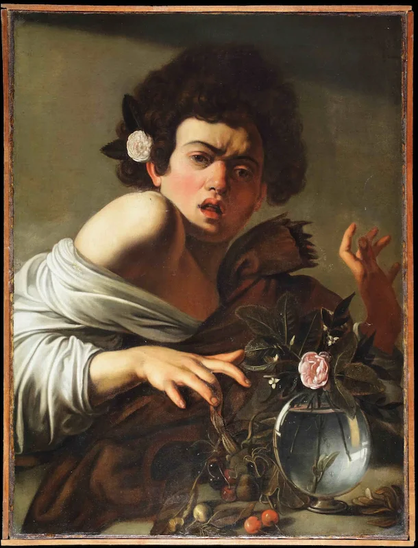 Caravaggio Ragazzo morso da un ramarro – erschrockener junger Mann nach dem Biss einer Eidechse