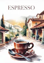 Raphael Hardenberg Presse – Motiv zur Espresso-Trilogie mit Espresso und italienischer Gasse