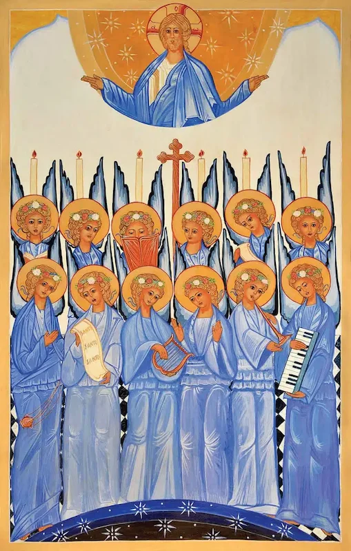 Toskana Wochenschau – Engelchor mit Musikinstrumenten in der Ausstellung „Angeli“ in Siena